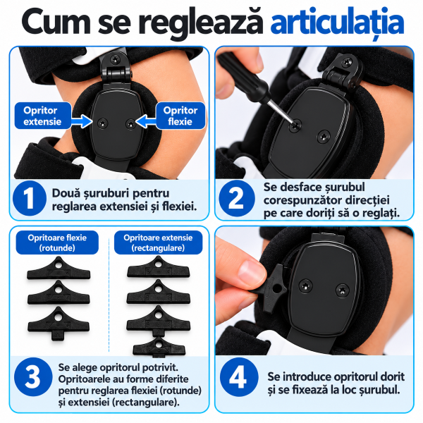 Cei patru pași pentru reglarea flexiei și extensiei ortezei Zenifique